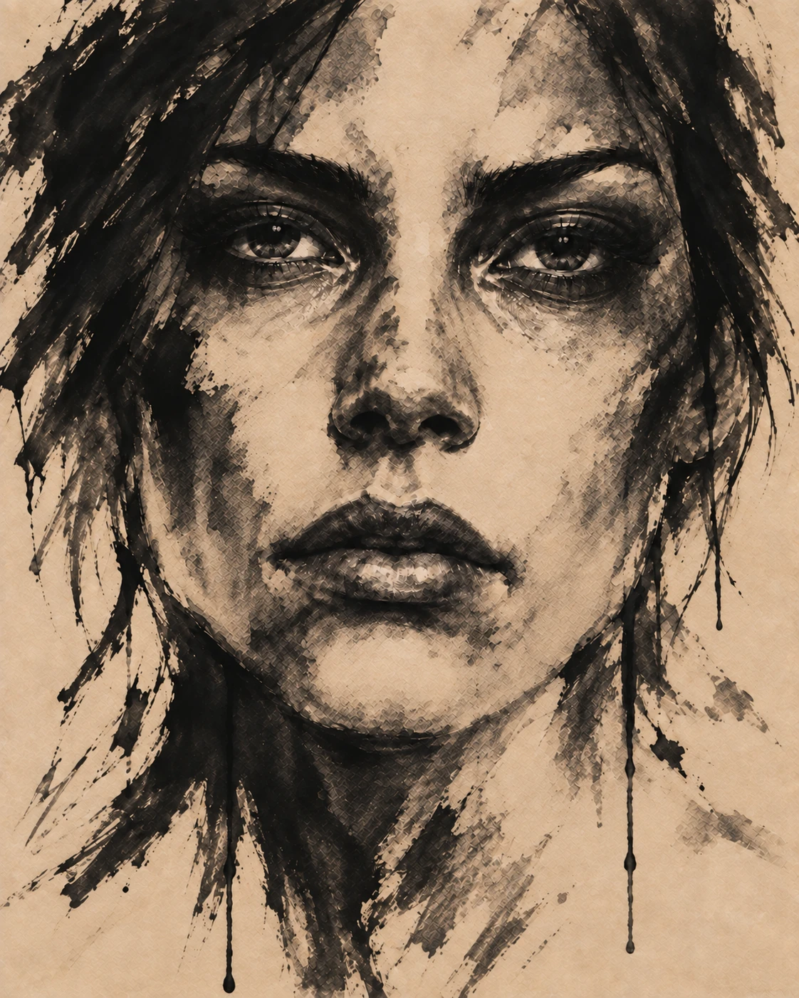 Ink Portrait Study, original artwork by Studio Sakaia, made to order